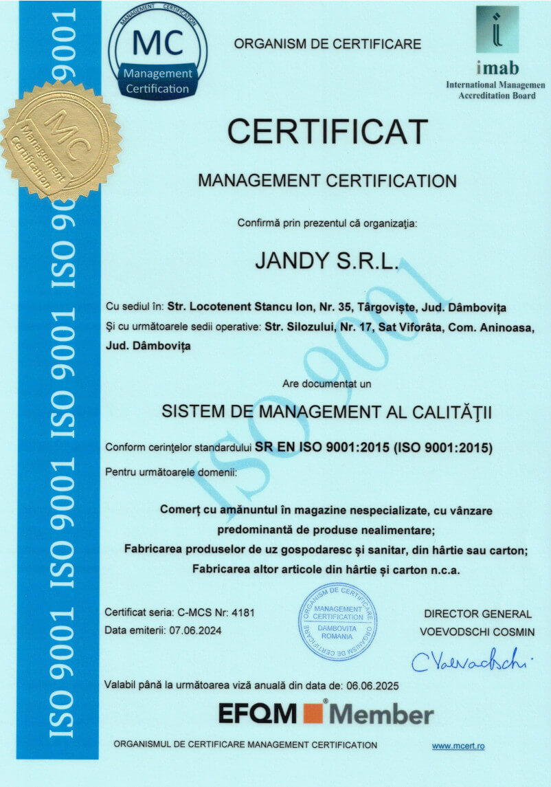 Certificat ISO Jandy