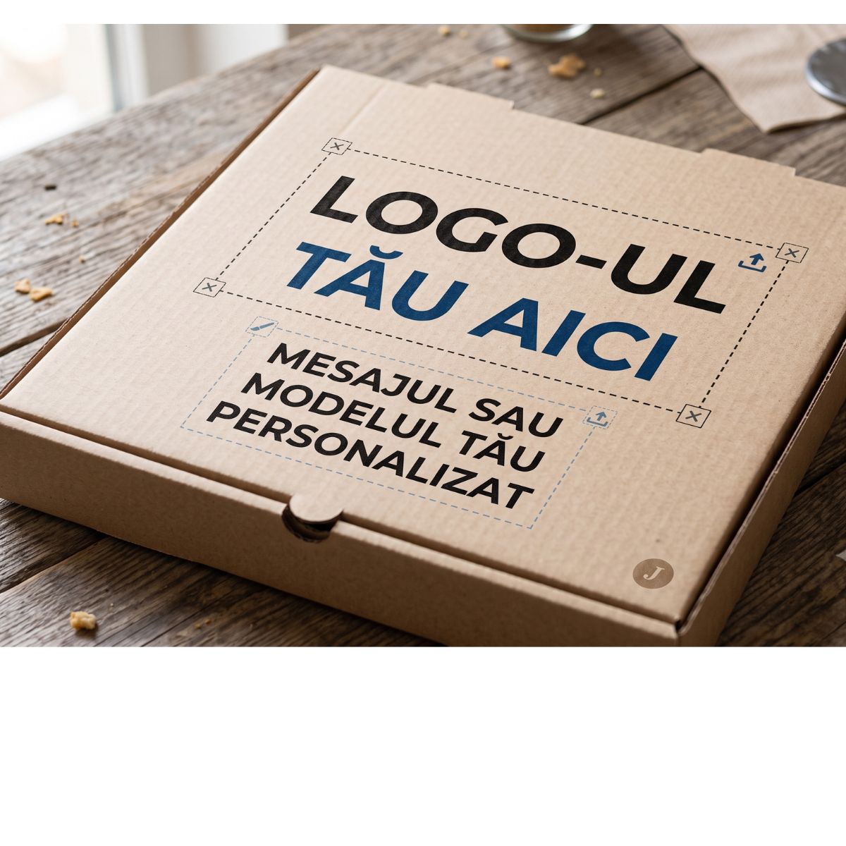 Cutie de pizza din carton kraft, personalizata cu logo
