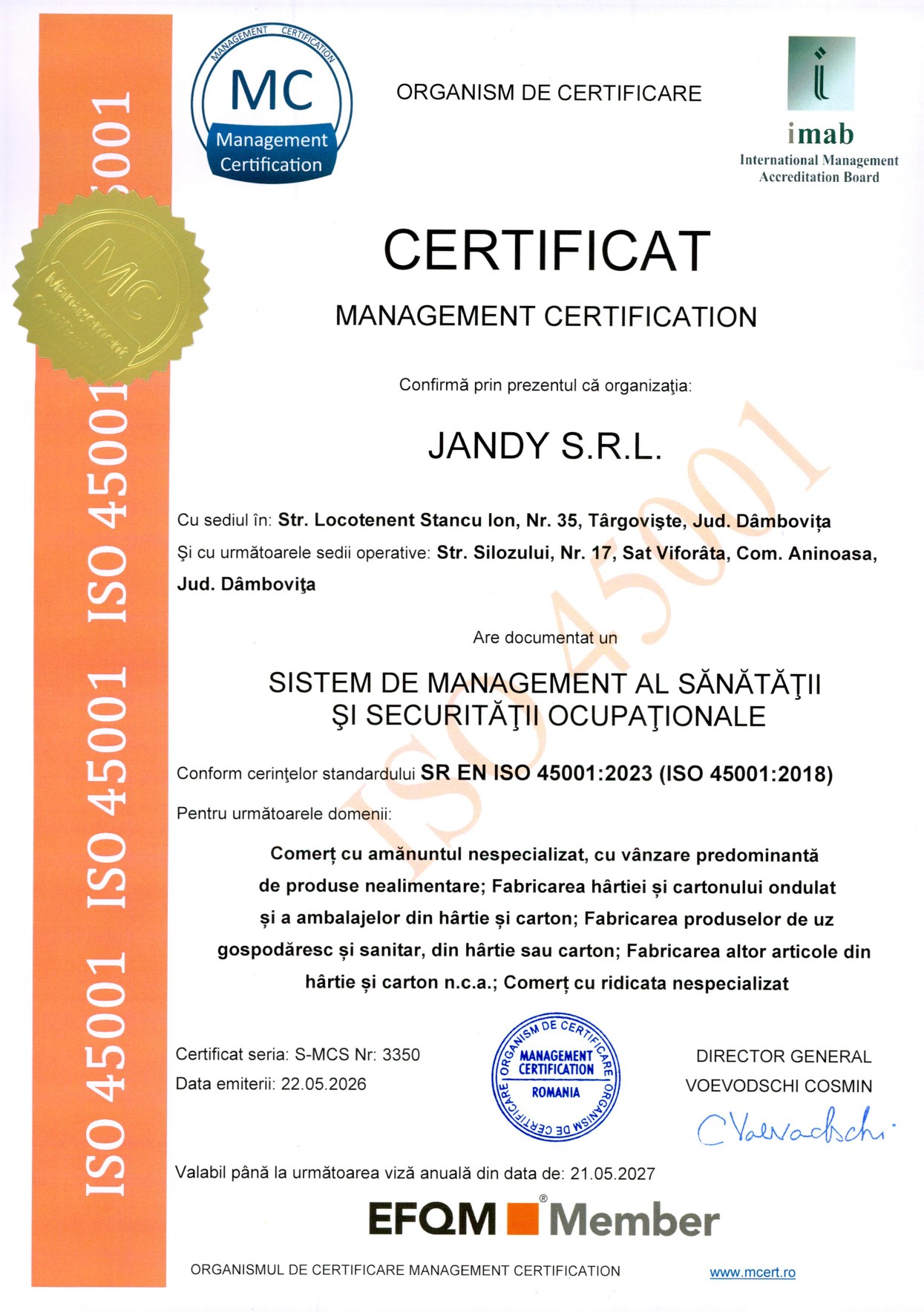 Certificare ISO 45001 Jandy