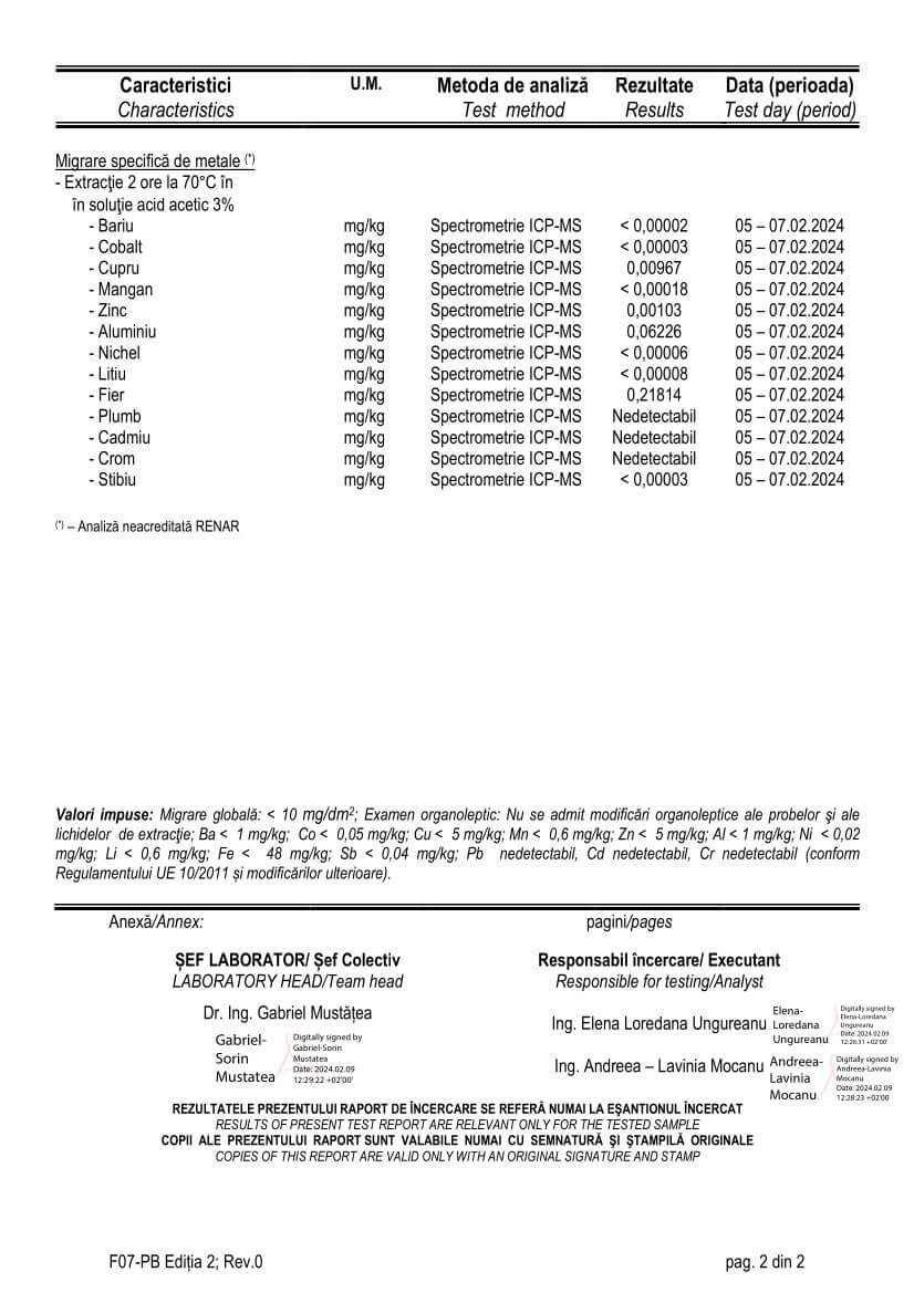 Raport incercare pahar 7 oz pagina 2